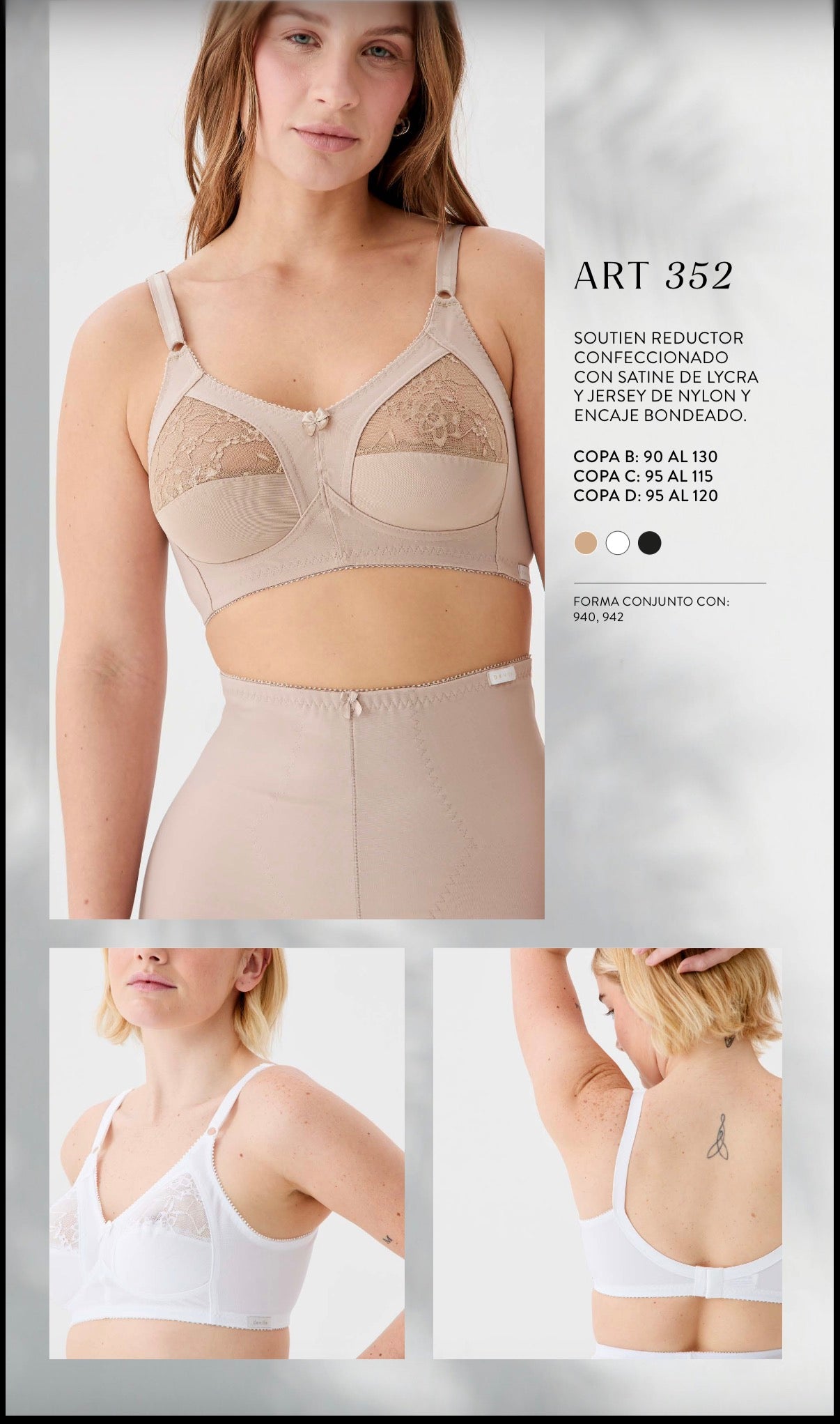 Deville Art.352 - Soutien Reductor Satine Lycra Encaje Bondeado