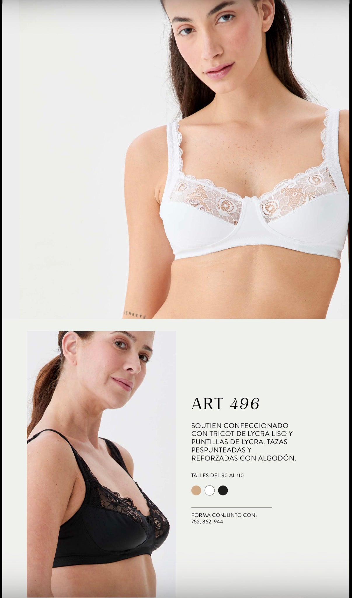 496 - Soutien Tricot Lycra con Puntilla